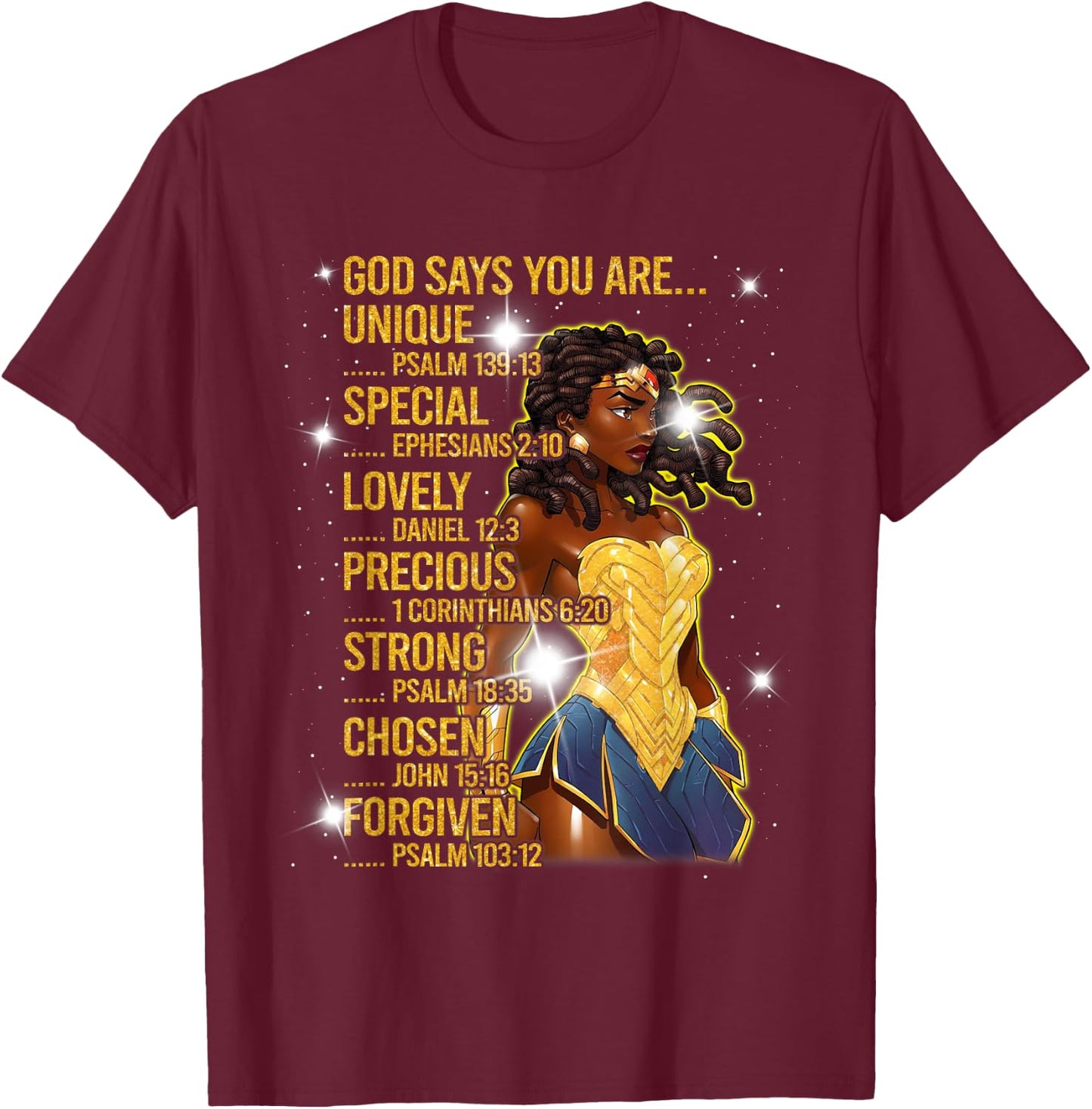 Wonder Black Woman, Black Strong Woman T-Shirt - T-Shirt | Maroon