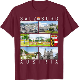 Salzburg Austria Mozart Classical Music Sound Sights Gallery T-Shirt - T-Shirt | Maroon
