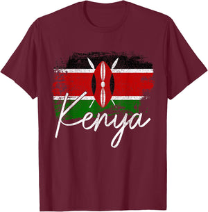 Kenya Vintage Flag Kenya Pride Roots Africa T-Shirt - T-Shirt | Maroon
