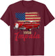 1958 58 Impala Old School Muscle Car American Flag T-Shirt - T-Shirt | Maroon