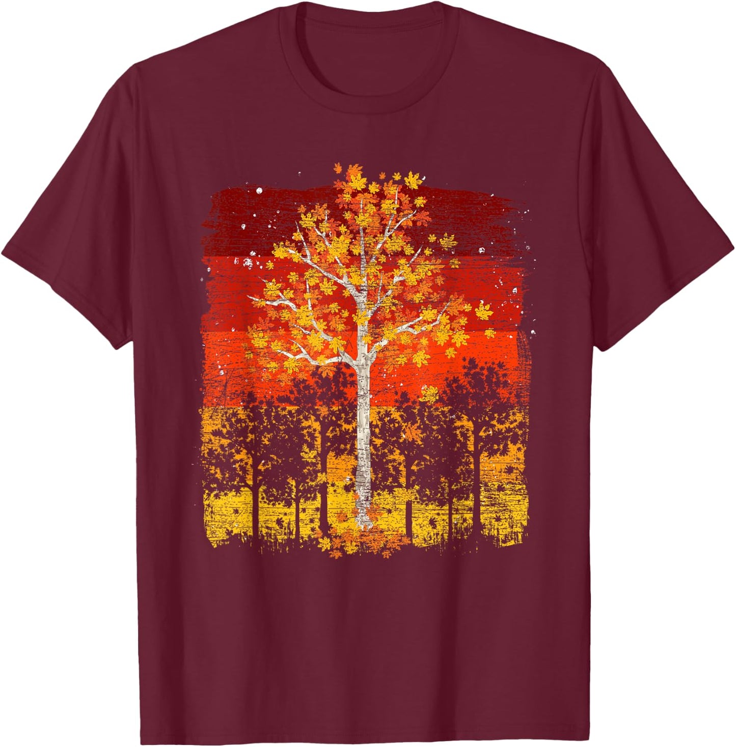 Fall Landscape Thanksgiving Autumn Leaves Forest Fall T-Shirt - T-Shirt | Maroon
