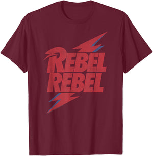 David Bowie - Rebel Rebel Lightning Lyric T-Shirt - T-Shirt | Maroon