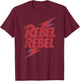 David Bowie - Rebel Rebel Lightning Lyric T-Shirt - T-Shirt | Maroon