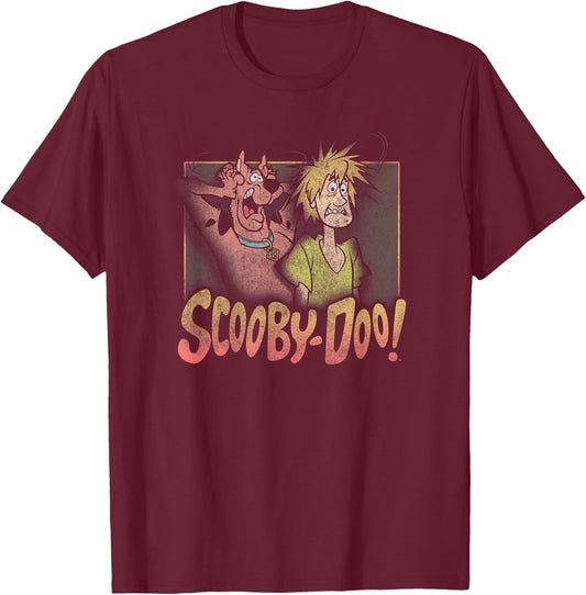 Scooby-Doo Shaggy & Scooby Vintage Fright Poster T-Shirt - T-Shirt | Maroon