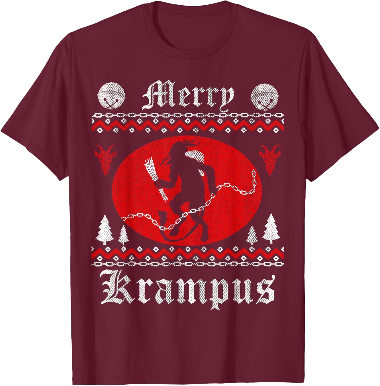 Krampus Merry Christmas Horror Evil Goth Occult Scary Devil T-Shirt - T-Shirt | Maroon