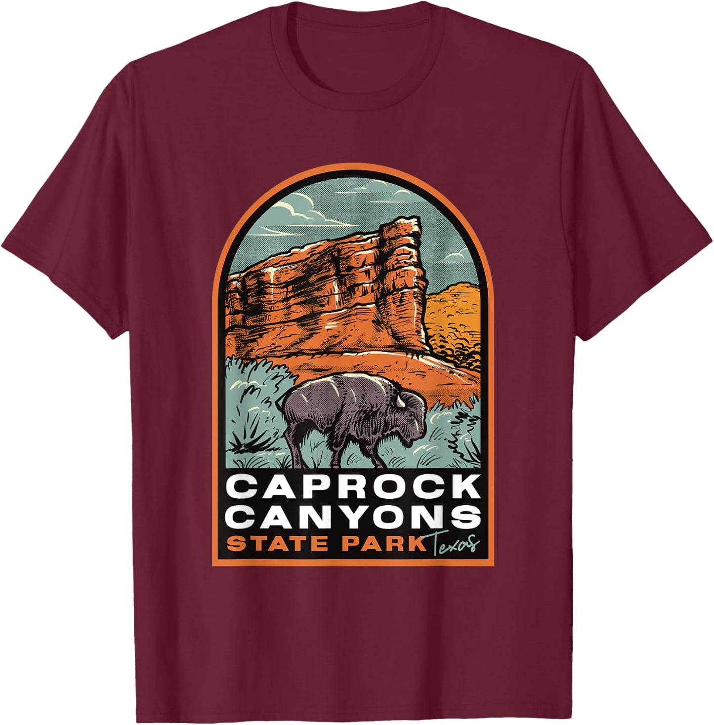 Caprock Canyons State Park Texas Vintage T-Shirt - T-Shirt | Maroon