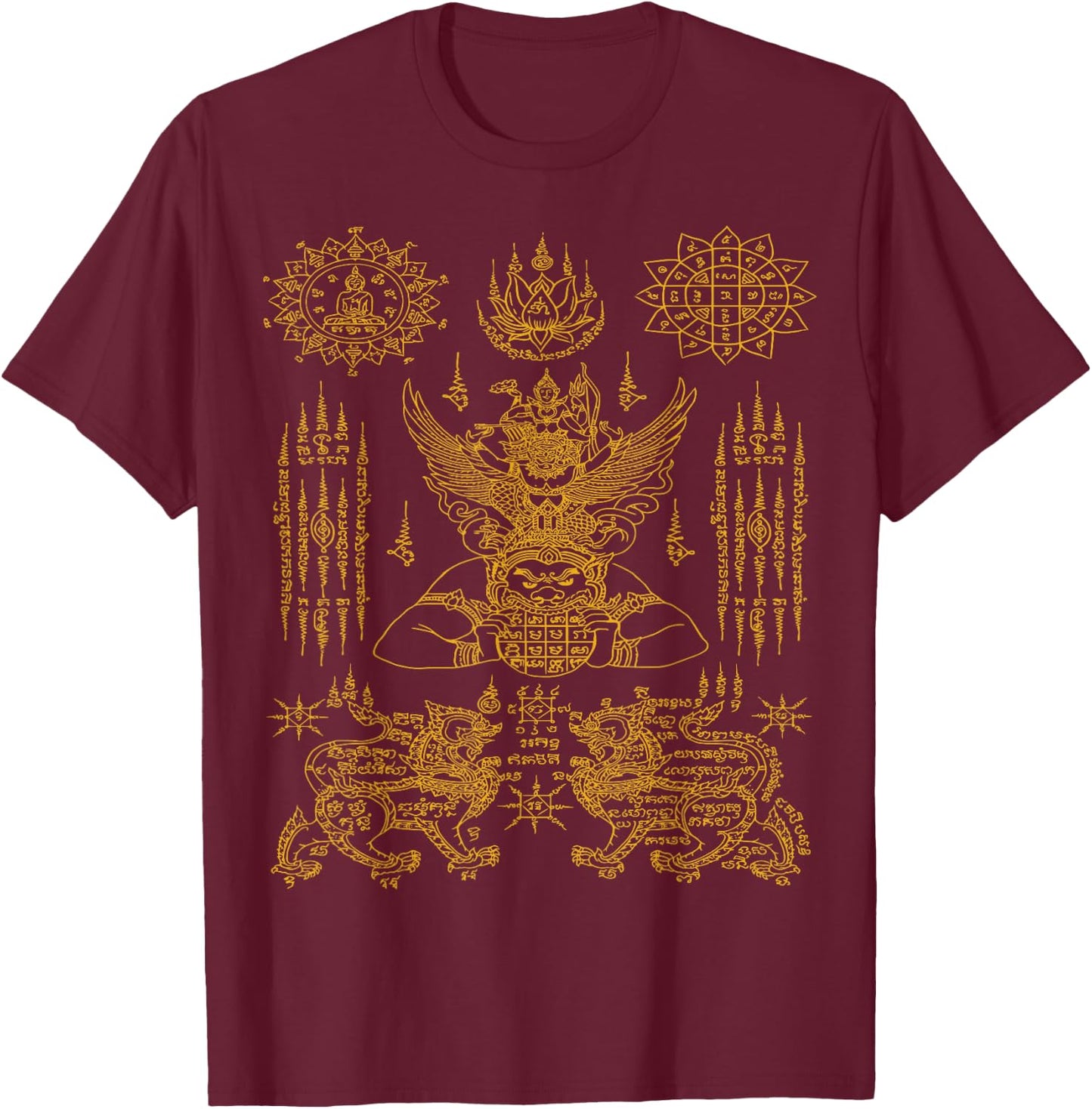 Thailand Sak Yant Tattoo Magical Thai Tattoos Thailand Gift T-Shirt - T-Shirt | Maroon