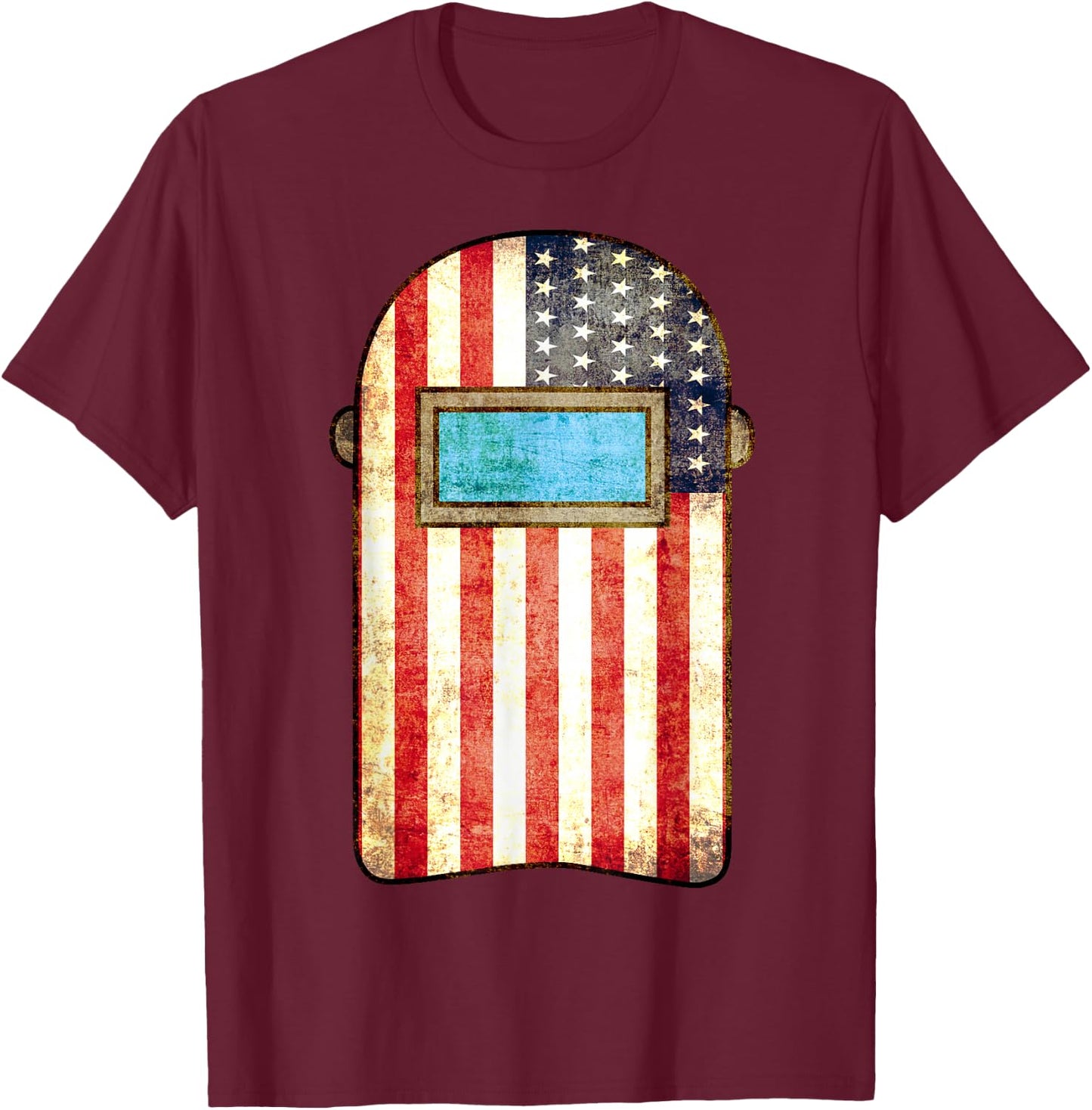 American Welder | US Flag Welding Hood Gift T-Shirt - T-Shirt | Maroon