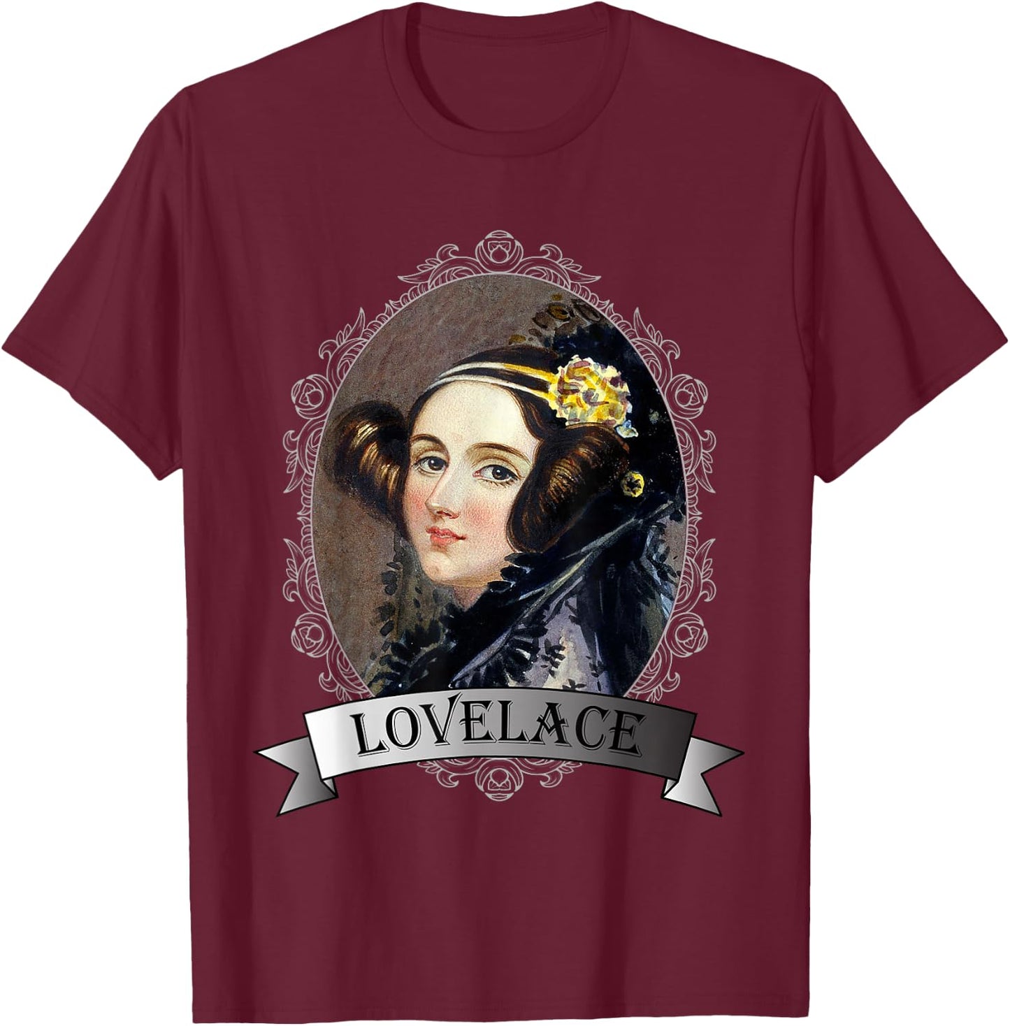 Ada Lovelace Portrait Mathematician T-Shirt - T-Shirt | Maroon