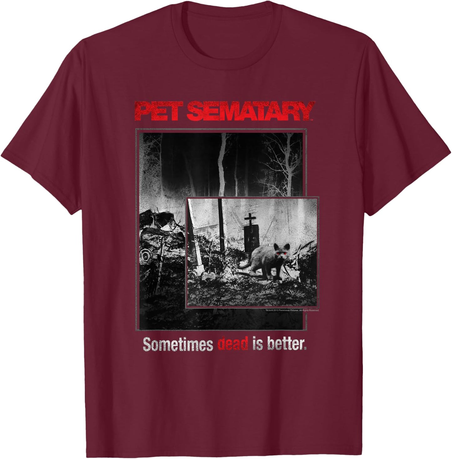 Pet Semetary Cat Poster T-Shirt - T-Shirt | Maroon