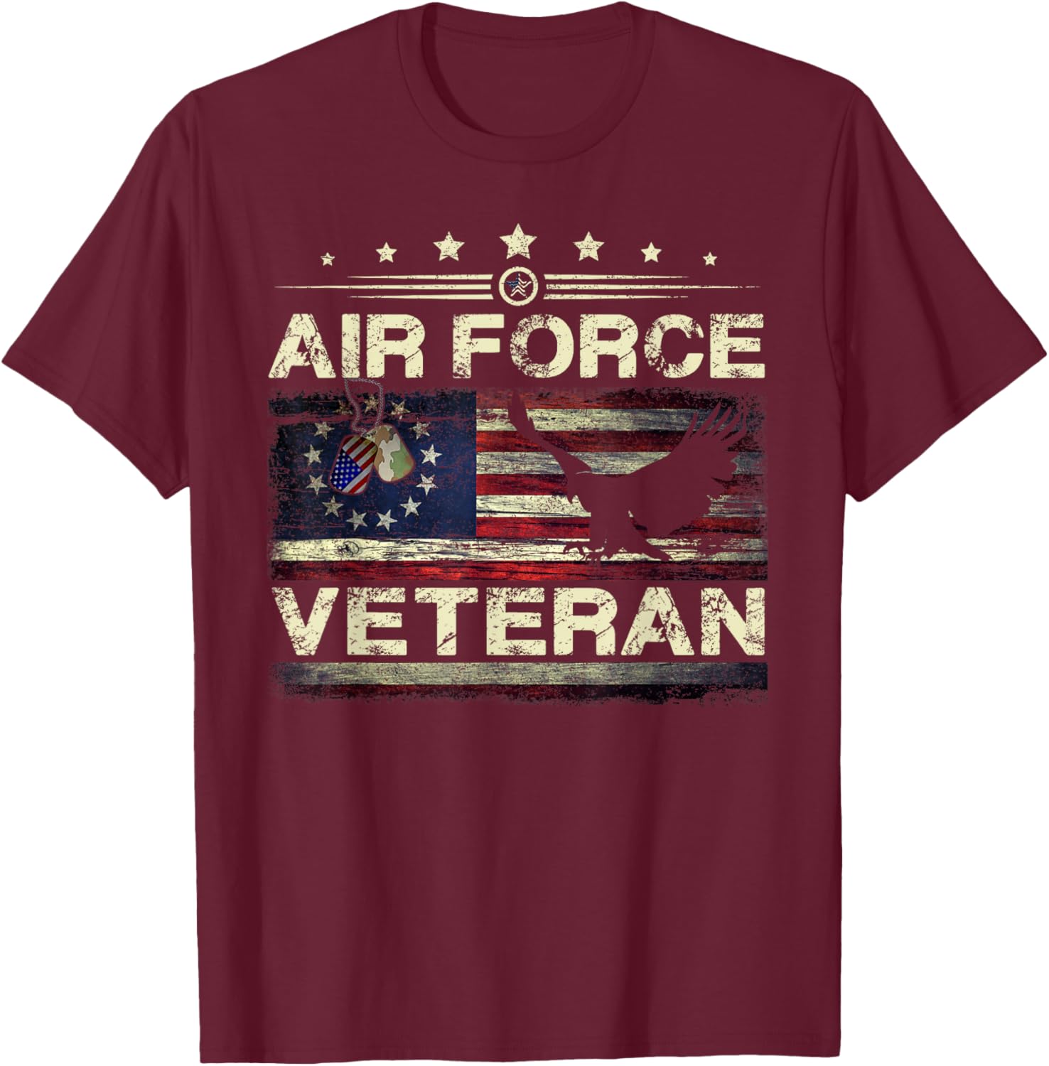 Veteran US Air Force - American Betsy Ross Flag T-Shirt - T-Shirt | Maroon