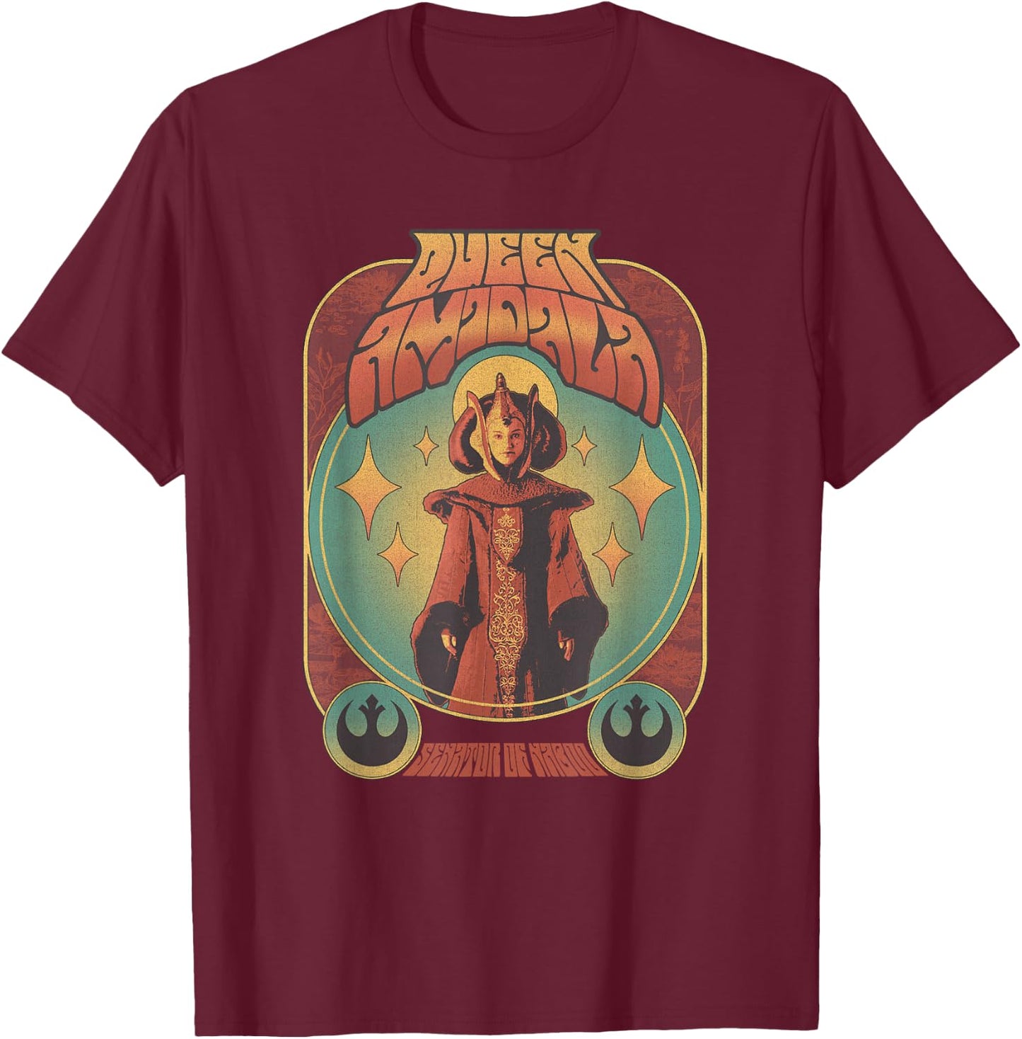 Star Wars Queen Amidala Retro Seventies Poster T-Shirt - T-Shirt | Maroon