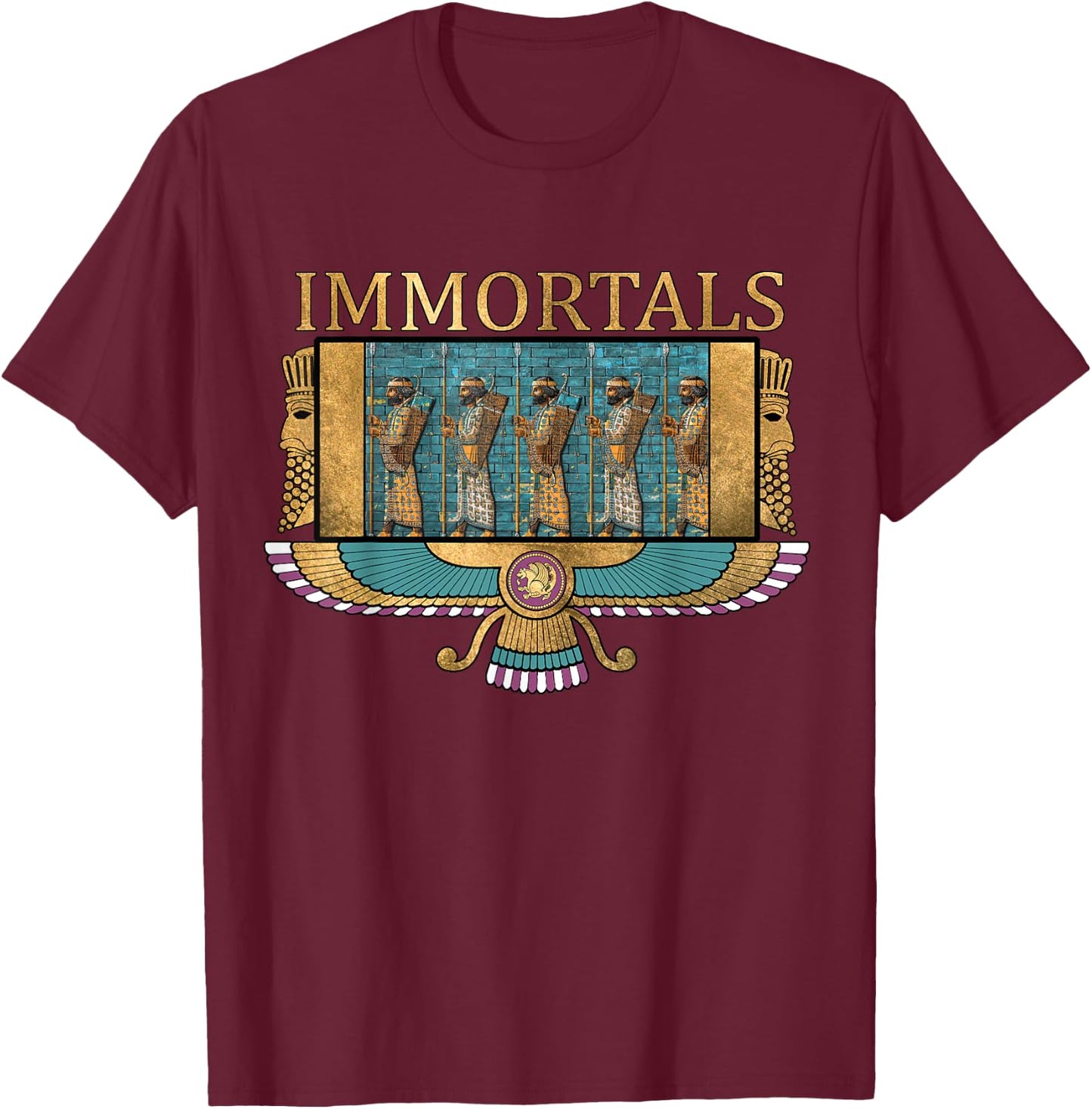 Persia Ancient Civilizations Persian Immortals Symbol T-Shirt - T-Shirt | Maroon