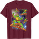 TMNT Michelangelo Riding A Pizza in Space T-Shirt - T-Shirt | Maroon