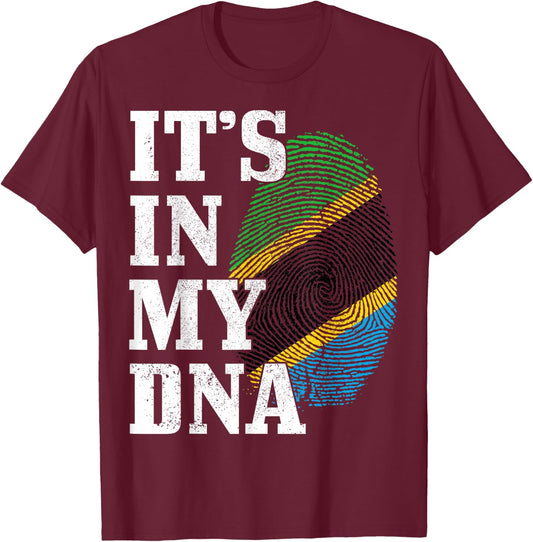Tanzania It's In My DNA Tanzanian Flag Pride Roots T-Shirt - T-Shirt | Maroon