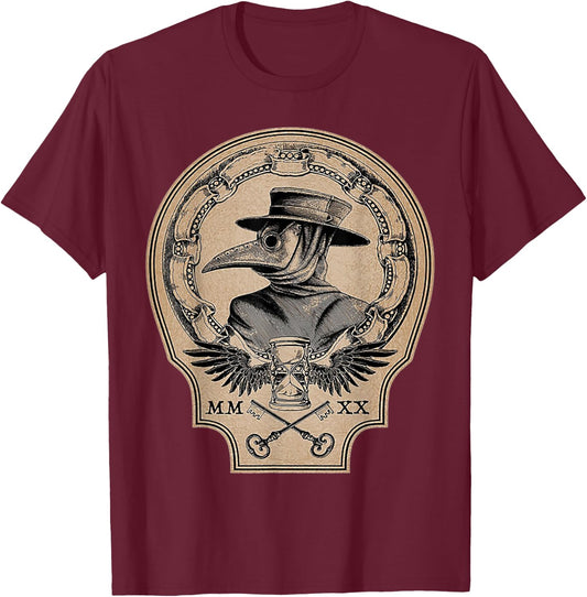 Vintage Plague Doctor T-Shirt - T-Shirt | Maroon