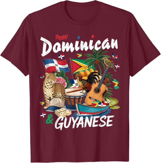 Guyana & Dominican Flag Culture Idea Guyanese T-Shirt - T-Shirt | Maroon