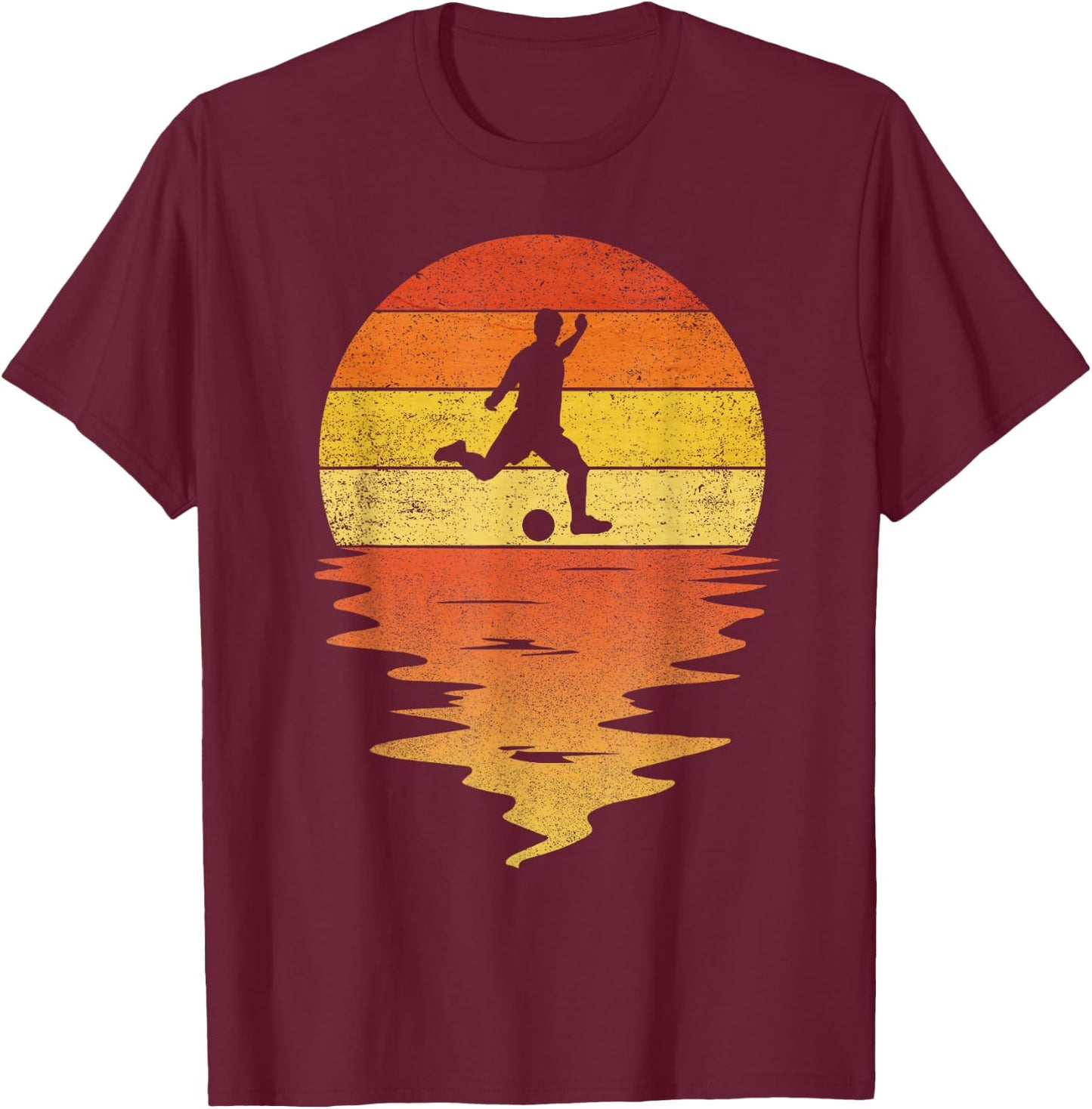 Soccer Football shirt retro sunset 70s vintage Soccer T-Shirt - T-Shirt | Maroon