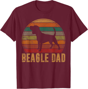 Retro Beagle Dad Gift Dog Owner Pet Tricolor Beagle Father T-Shirt - T-Shirt | Maroon