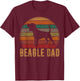 Retro Beagle Dad Gift Dog Owner Pet Tricolor Beagle Father T-Shirt - T-Shirt | Maroon