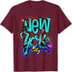 Urban Streetwear Graffiti-Style NYC - -Adults, Black, Small, Short Sleeve T-Shirt - T-Shirt | Maroon