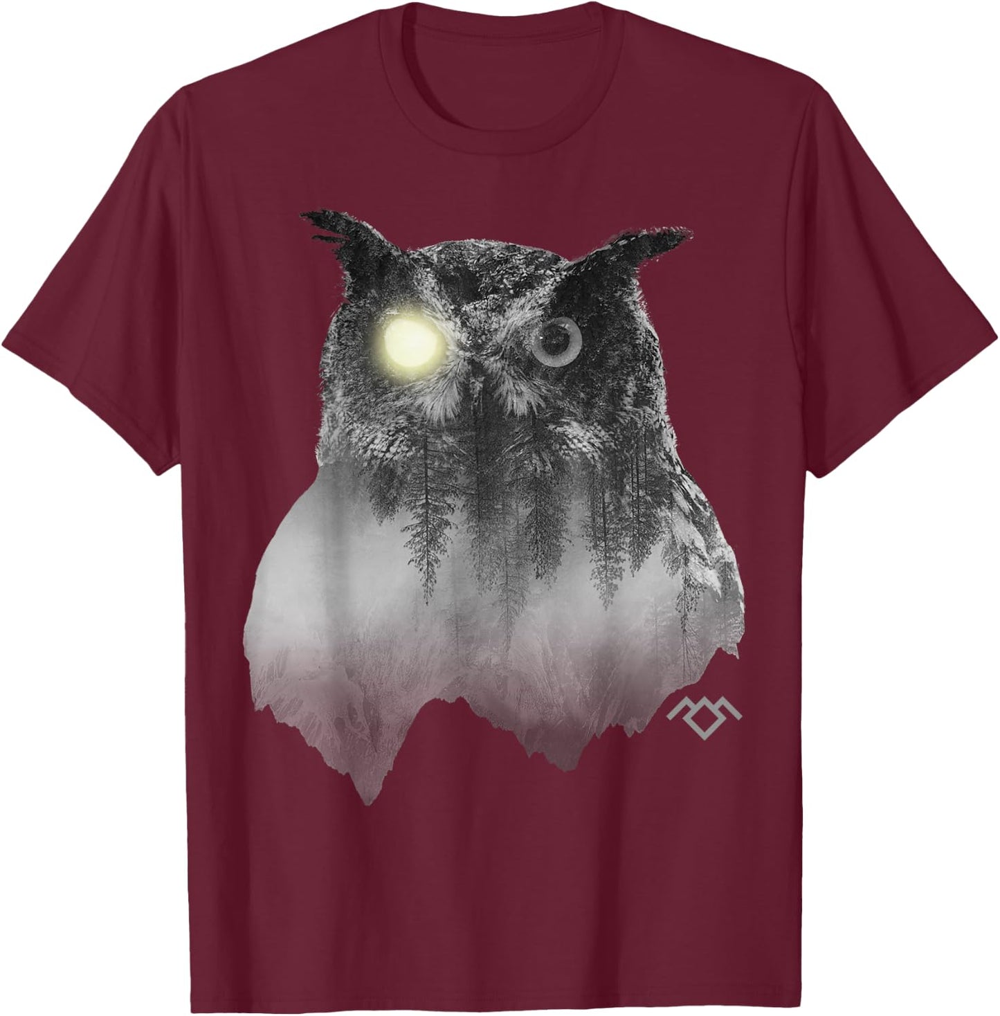 Twin Peaks Spirit Owl Moon Light Graphic T-Shirt - T-Shirt | Maroon