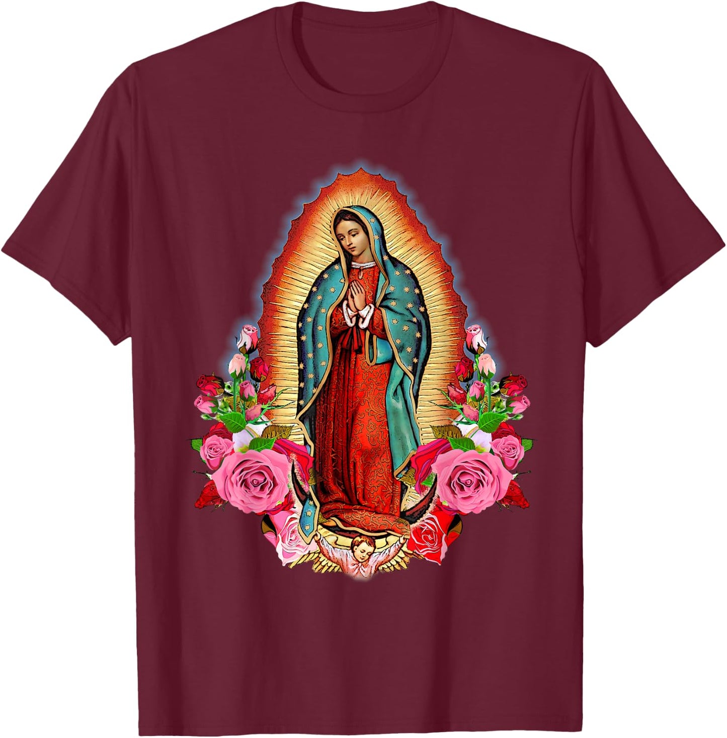 Our Lady of Guadalupe Saint Virgin Mary T-Shirt - T-Shirt | Maroon