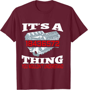 Funny 18436572 Auto Mechanic V8 Muscle Car Firing Order T-Shirt - T-Shirt | Maroon