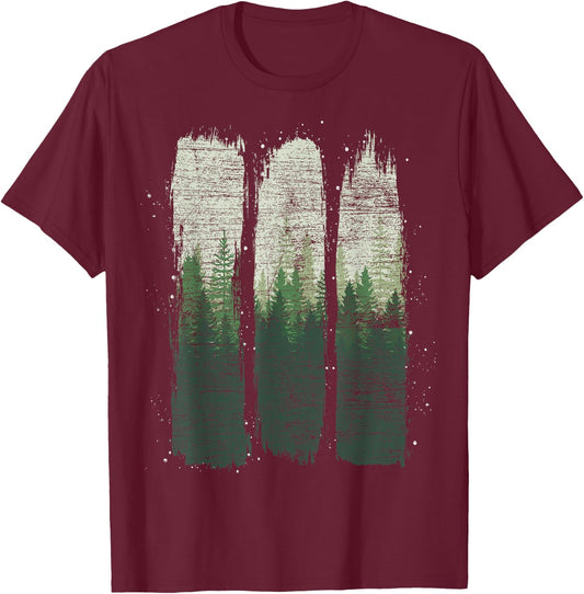 Wild Nature Wildlife Outdoors Trees Landscape Forest T-Shirt - T-Shirt | Maroon