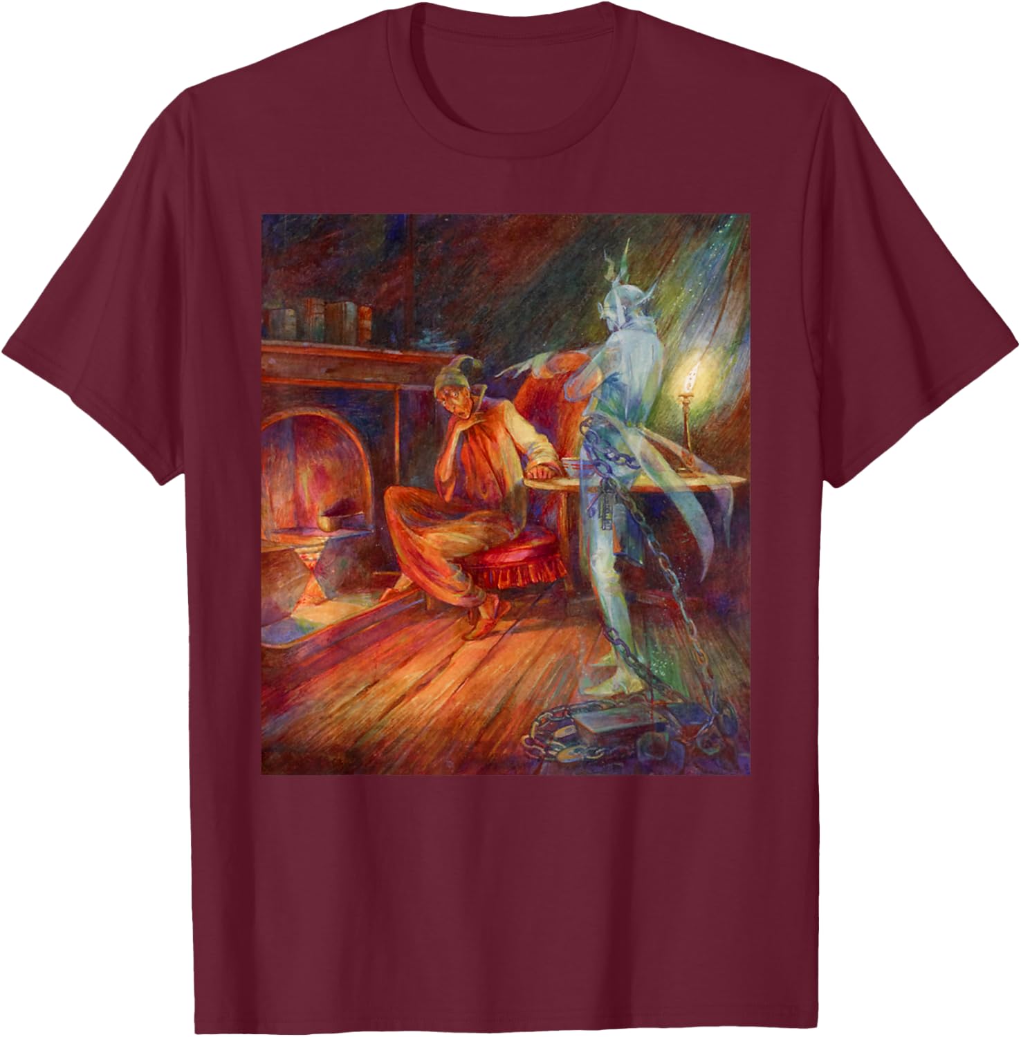 Scrooge Dickens A Christmas Carol Jacob Marley Ghost T-Shirt - T-Shirt | Maroon