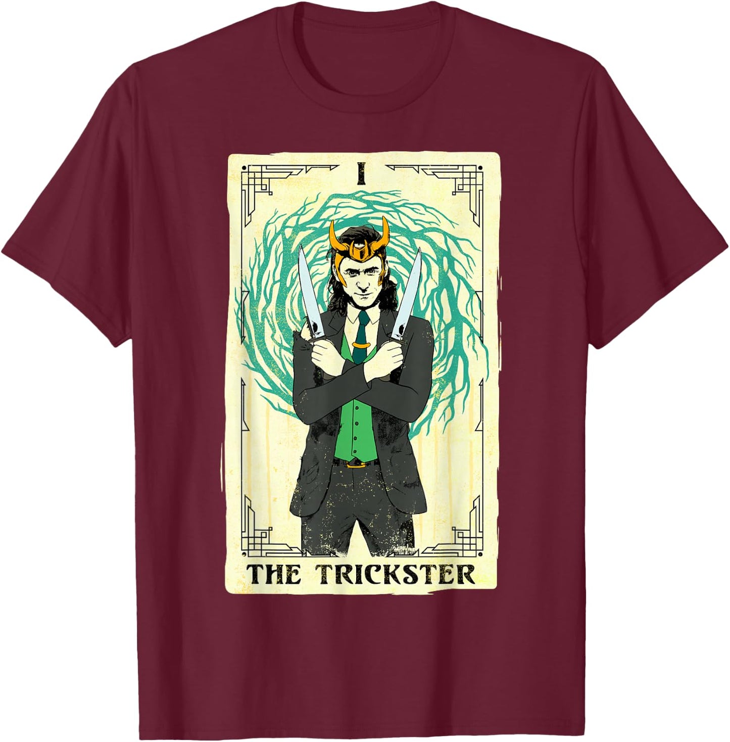 Marvel Loki Trickster Tarot Small T-Shirt - T-Shirt | Maroon