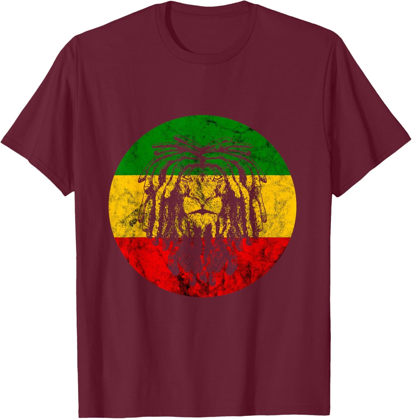 Rasta Reggae Lion Of Judah Jamaican Roots Rastafari Lion T-Shirt - T-Shirt | Maroon
