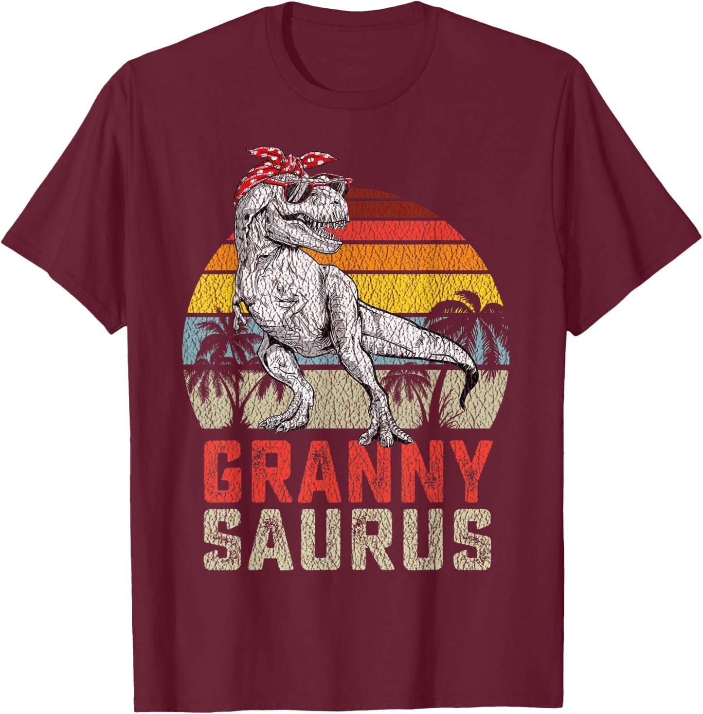 Grannysaurus T Rex Dinosaur Granny Saurus Family Matching T-Shirt - T-Shirt | Maroon