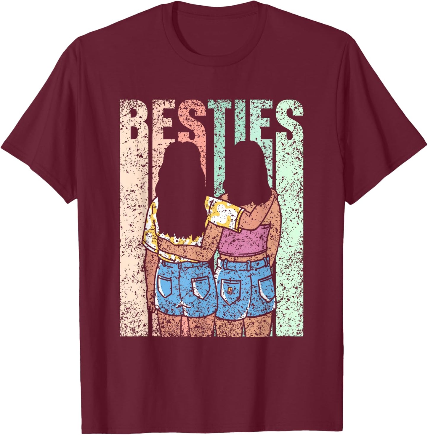 Friendship Besties Best Friend - Women, Girls, Friends - Black - Small - Short Sleeve T-Shirt - T-Shirt | Maroon