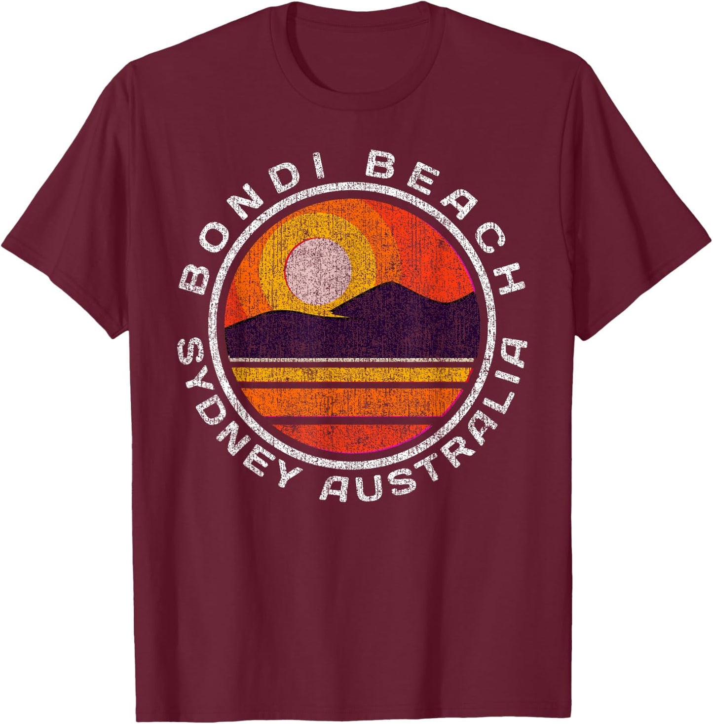 Bondi Beach Retro Shaken T-Shirt - T-Shirt | Maroon