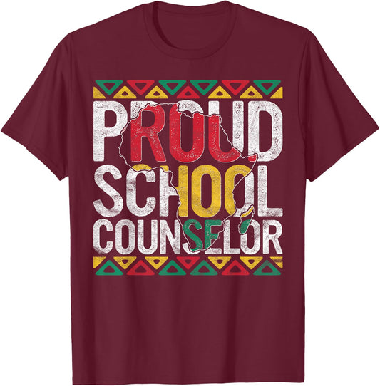 Proud School Counselor Gift Pride Black History Month Pupil T-Shirt - T-Shirt | Maroon