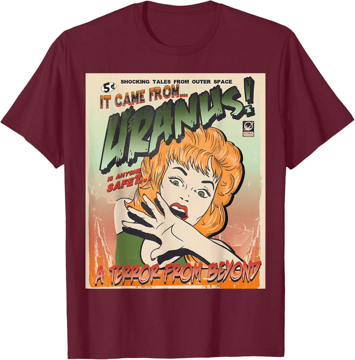 Ufo Flying Saucer Invasion 1950's Sience Fiction Abduction T-Shirt - T-Shirt | Maroon