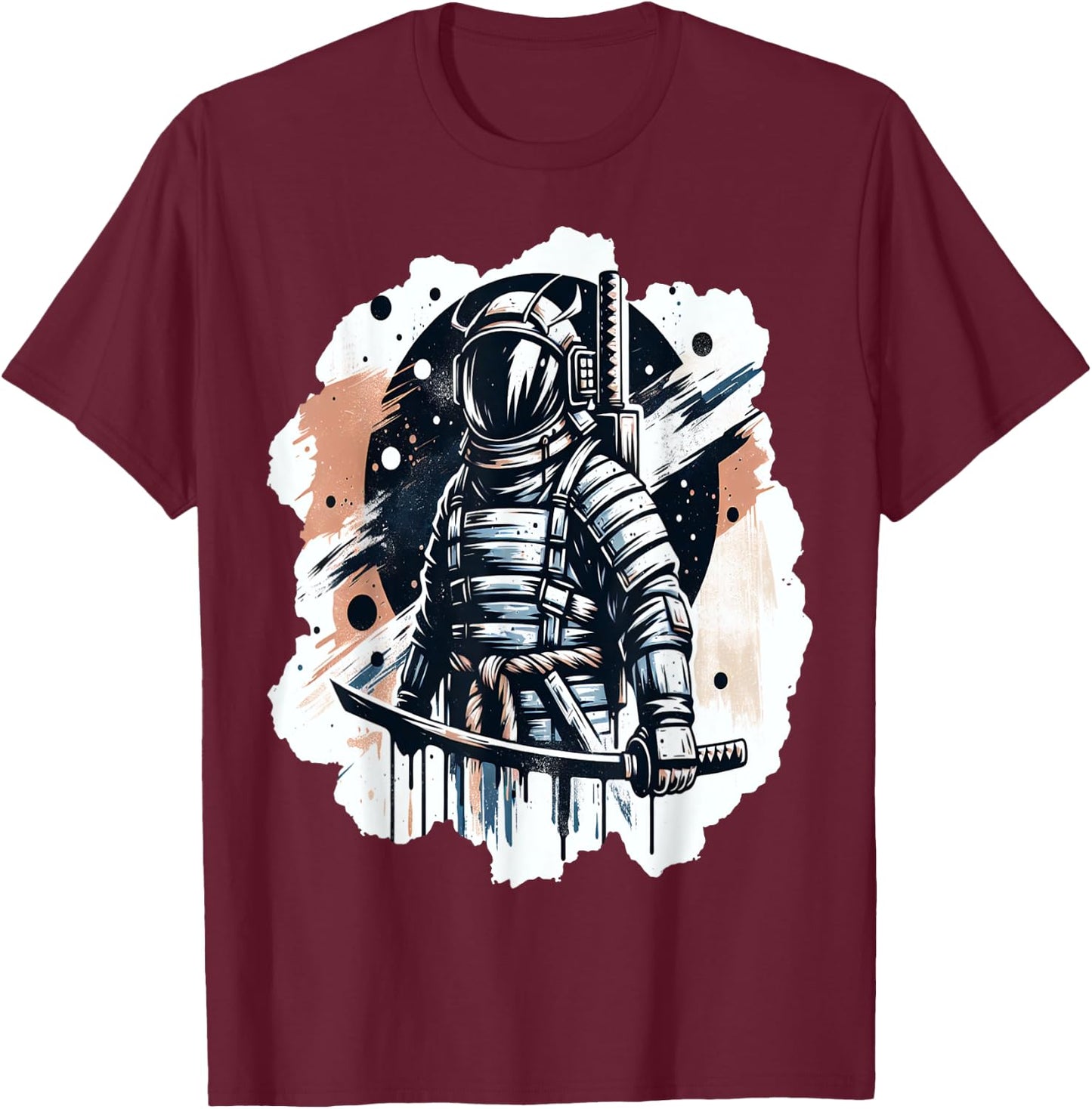 Samurai Astronaut Galaxy Warrior Costume T-Shirt - T-Shirt | Maroon
