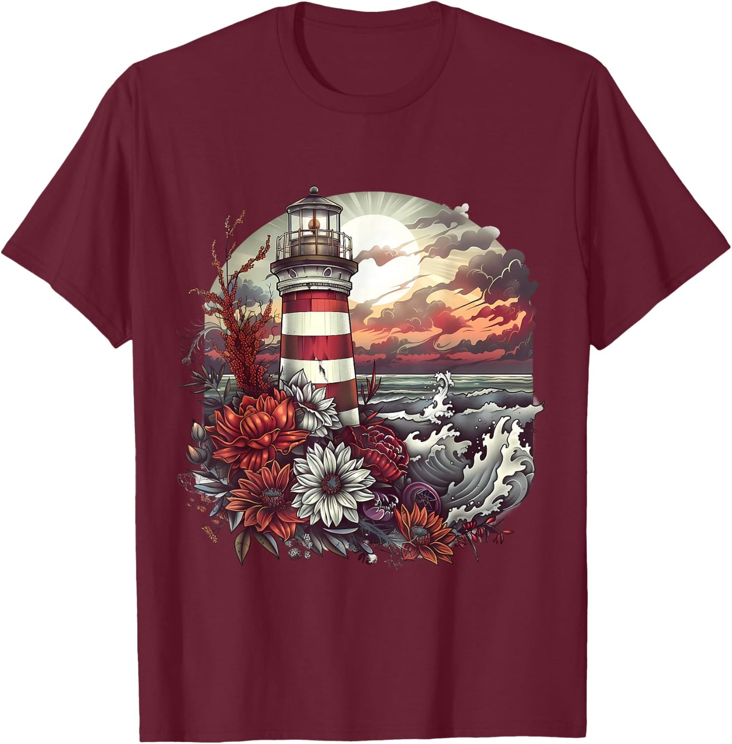 Lighthouse Seaside House Sailing Sea Boating Light House T-Shirt - T-Shirt | Maroon