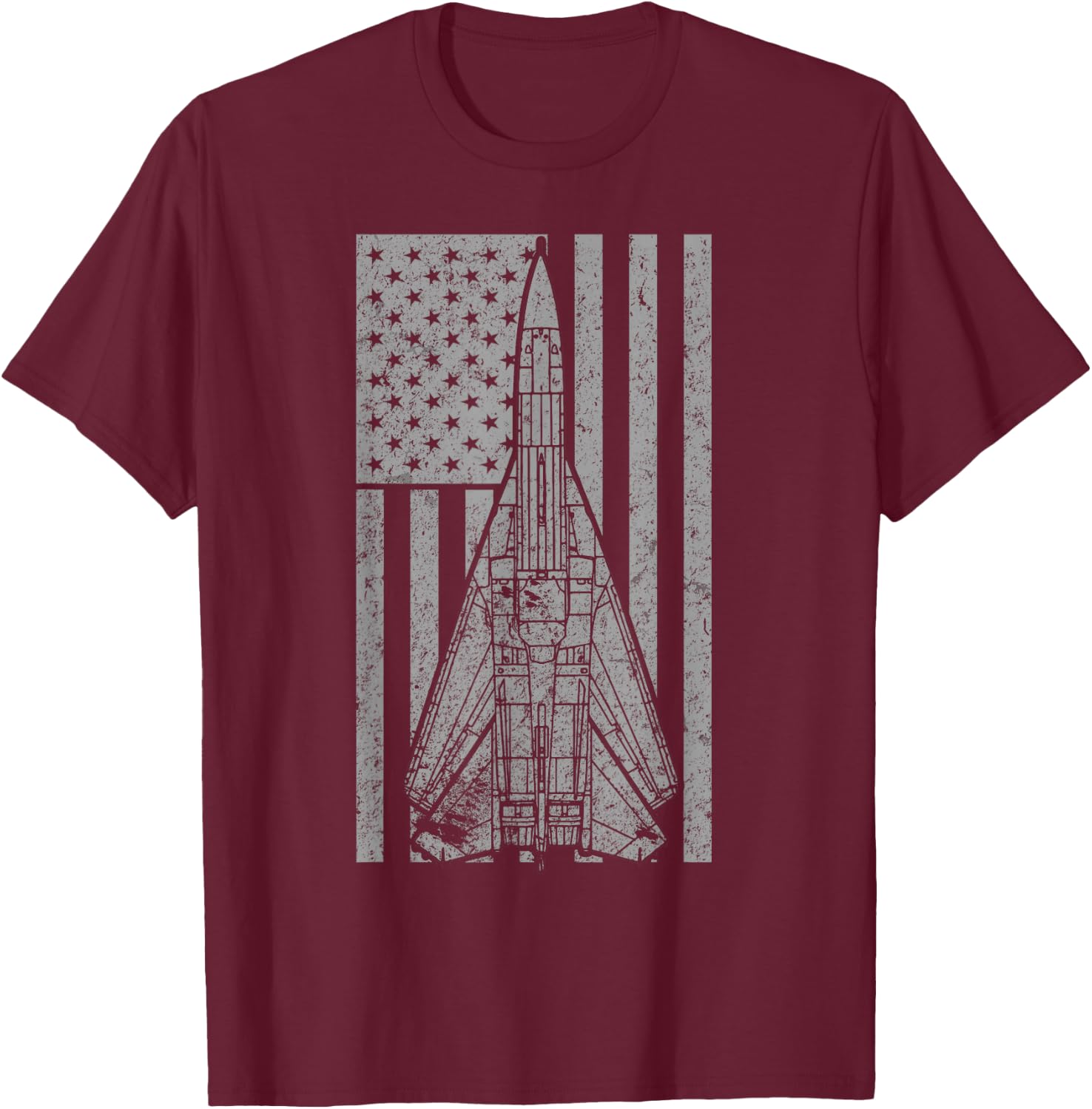 F-111 Aardvark Supersonic Airplane Vintage Flag T-Shirt - T-Shirt | Maroon