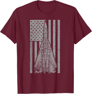 F-111 Aardvark Supersonic Airplane Vintage Flag T-Shirt - T-Shirt | Maroon