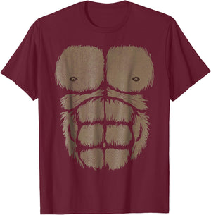 Gorilla Chest Muscle Belly Monkey Ape DIY Costume Kids Adult T-Shirt - T-Shirt | Maroon