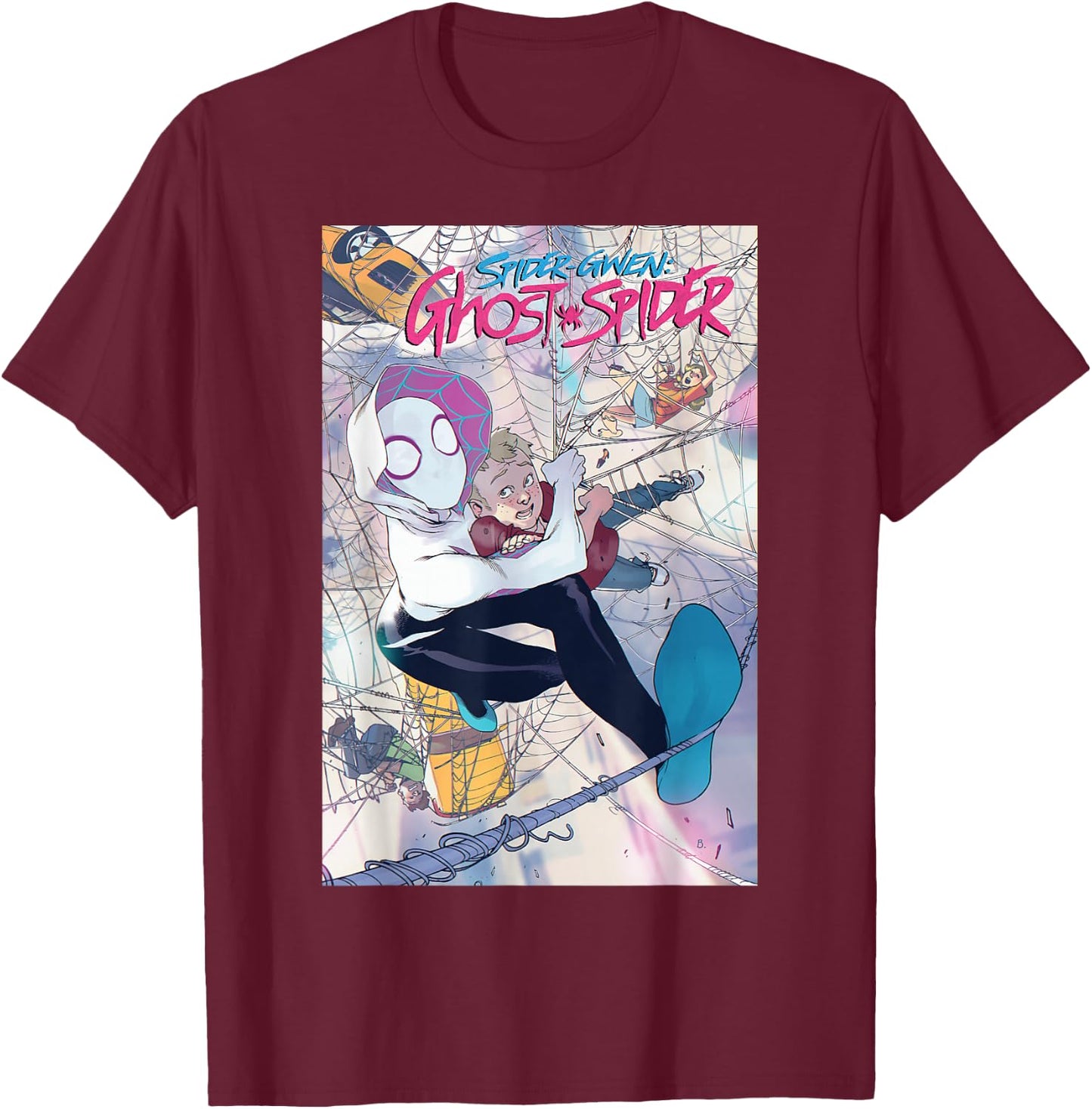 Marvel Spider-Gwen New In Town Comic Book Cover T-Shirt - T-Shirt | Maroon