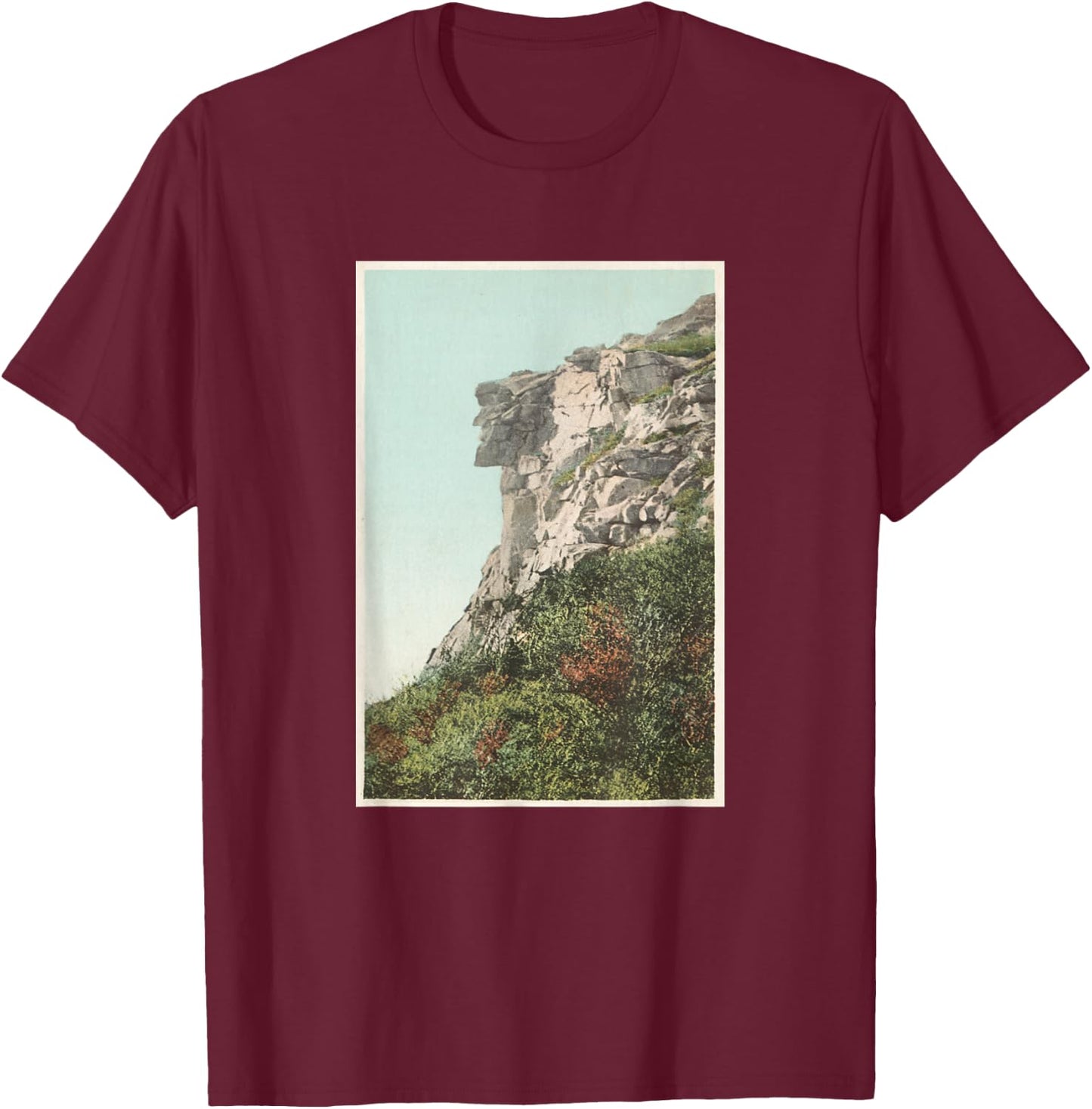 Old Man of the Mountain Illustration (1902) T-Shirt - T-Shirt | Maroon