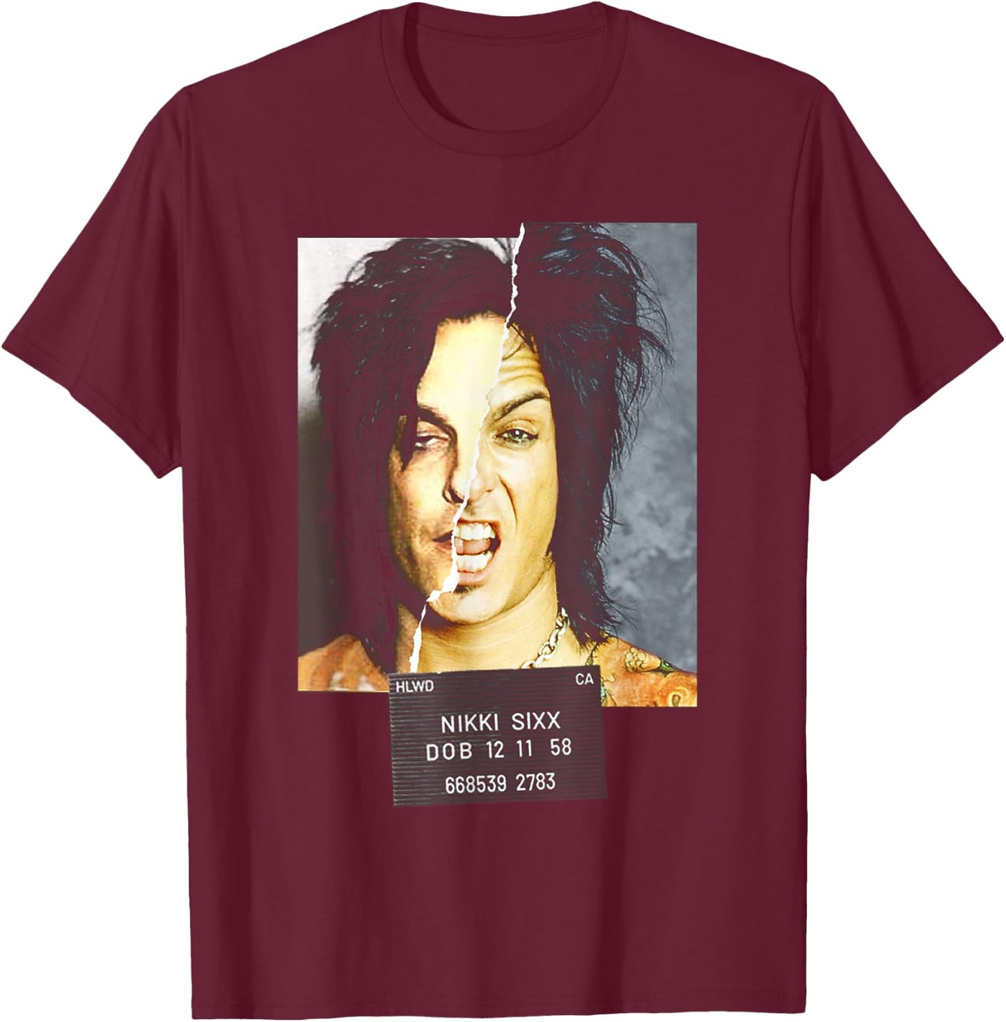 Sixx On Sixx – Mugshot T-Shirt - T-Shirt | Maroon