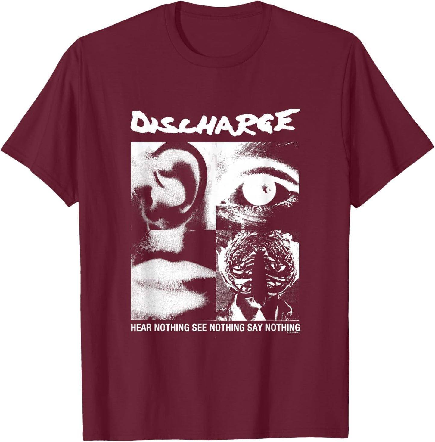 Discharge - Official Merchandise - Hear Nothing T-Shirt - T-Shirt | Maroon