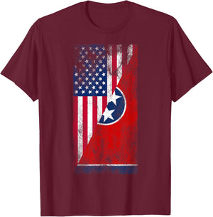 USA & Tennessee Flags - American Tennessean T-Shirt - T-Shirt | Maroon