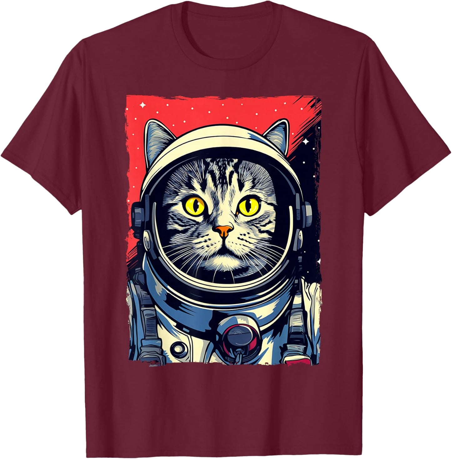 Astronaut Cat Shirt Kids Space Cat Astronaut Cat Mom Cat Dad T-Shirt - T-Shirt | Maroon