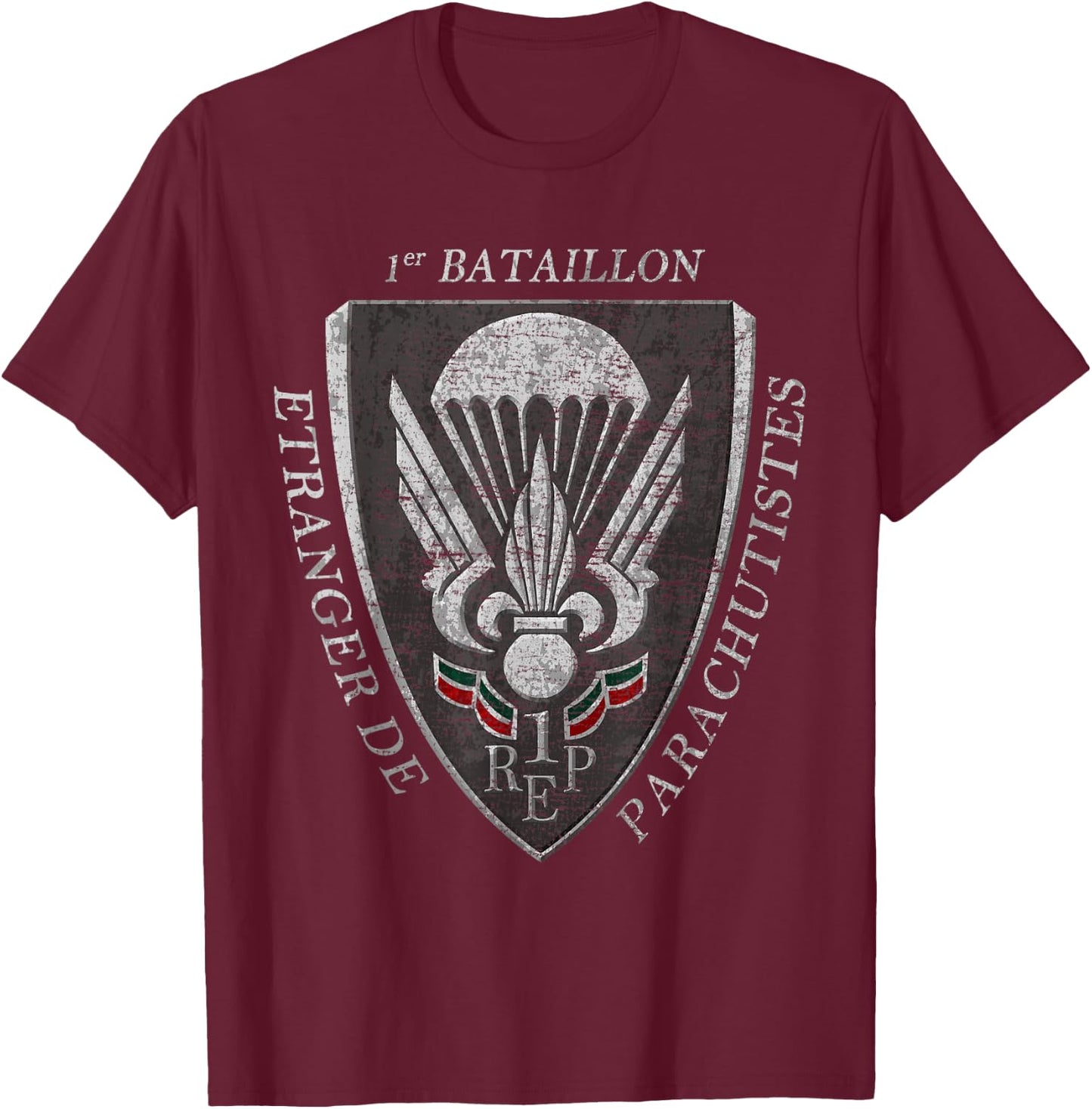 French Paratrooper Legion Etrangere Foreign Parachute Army T-Shirt - T-Shirt | Maroon