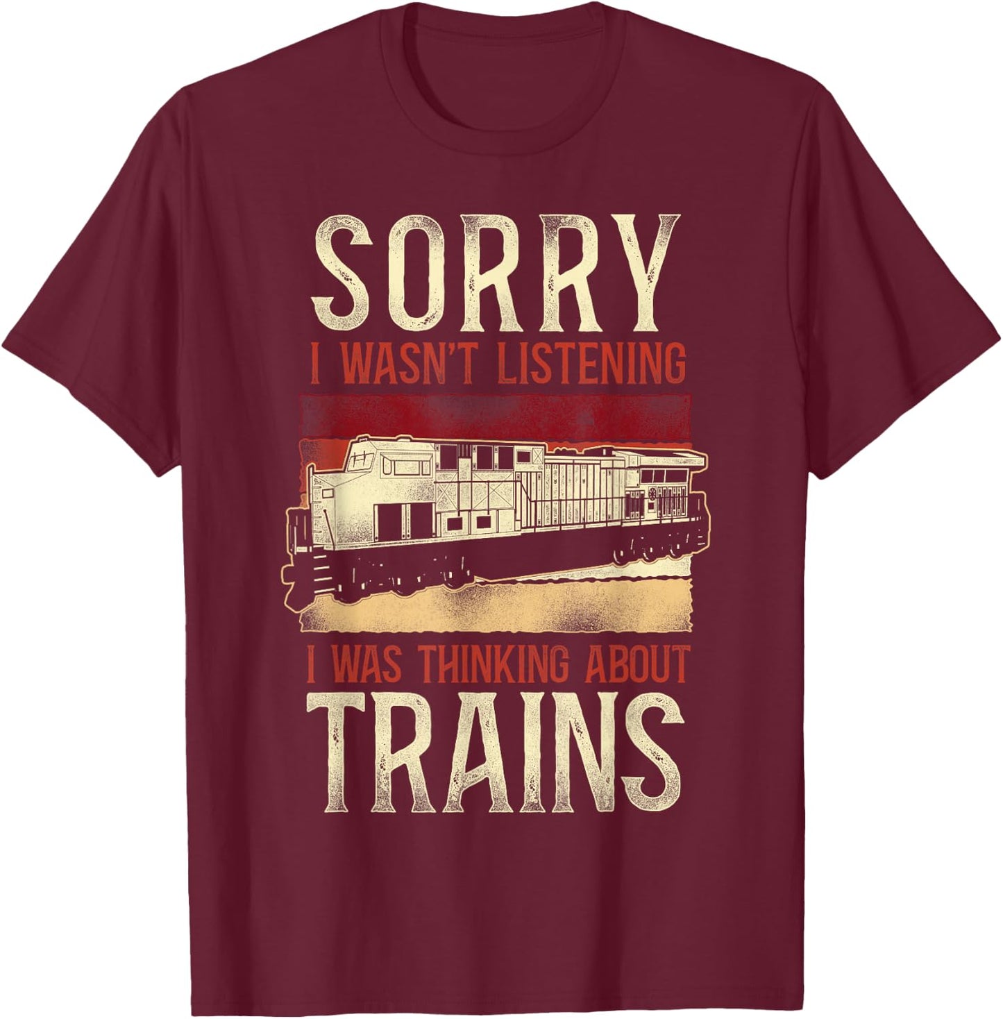 Freight Diesel Train Driver Trainspotting Locomotive Vintage T-Shirt - T-Shirt | Maroon